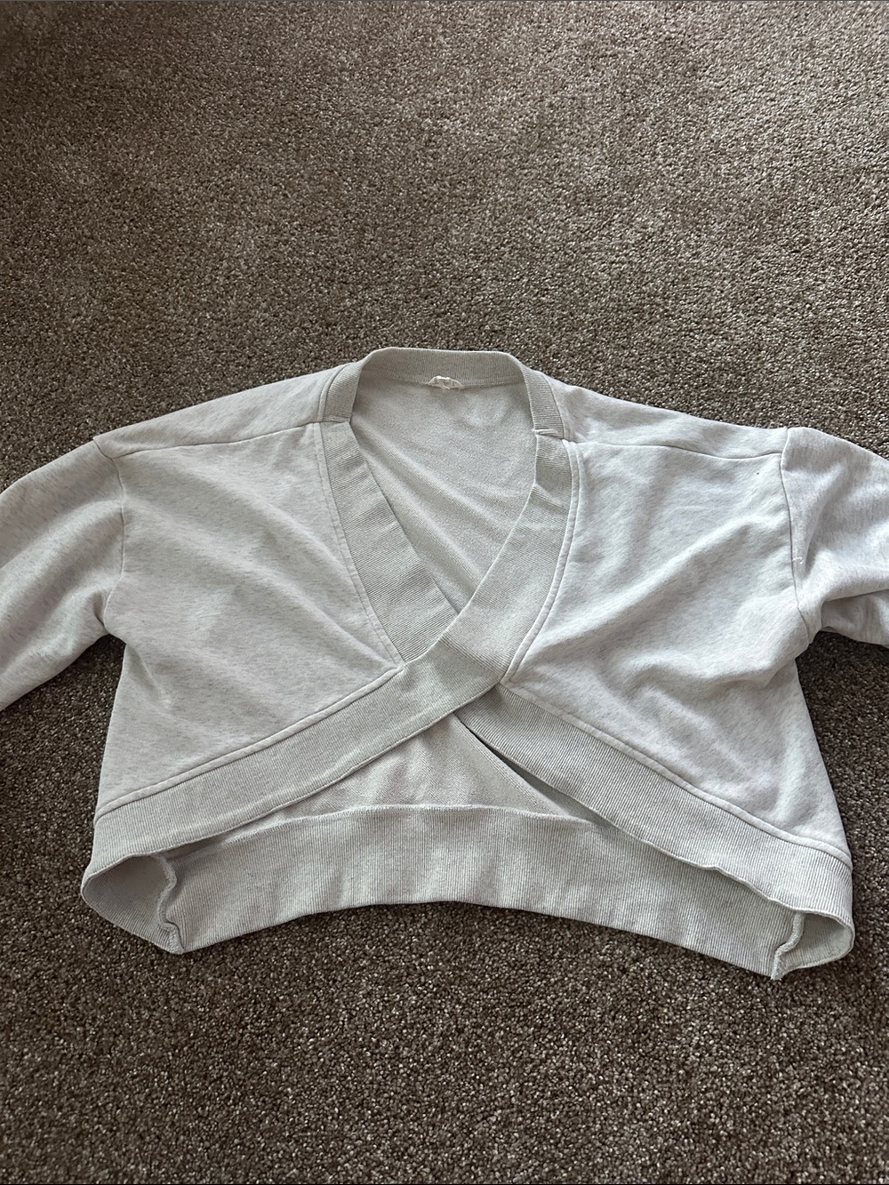 Buckle Light Gray Crossover V-Neck Sweater